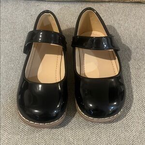 Black Patent Leather Dress Shoes with Glossy Finish and velcro Strap closure